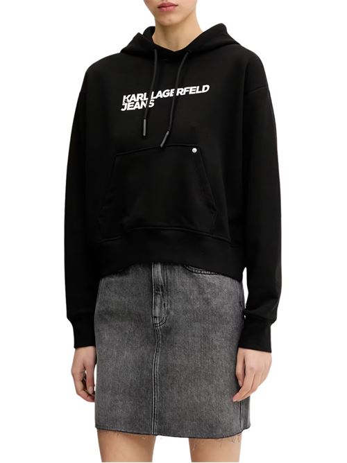 Felpa donna nera in cotone Karl Lagerfeld jeans | A2W20053999